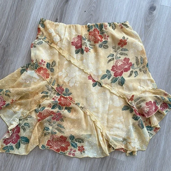 Free people Milly Asymmetrical Mini Skirt women’s sizes med large Apricot Combo - Picture 4 of 4